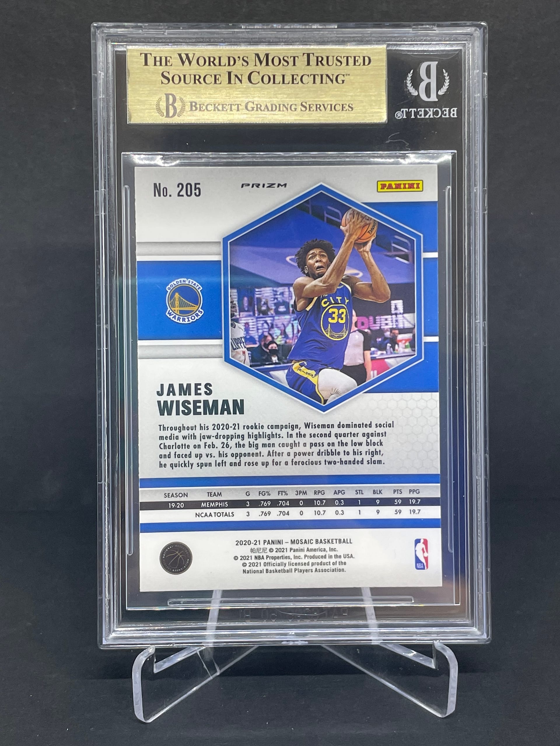 Panini Mosaic Red Wave James Wiseman Rookie Bgs Gem Mint