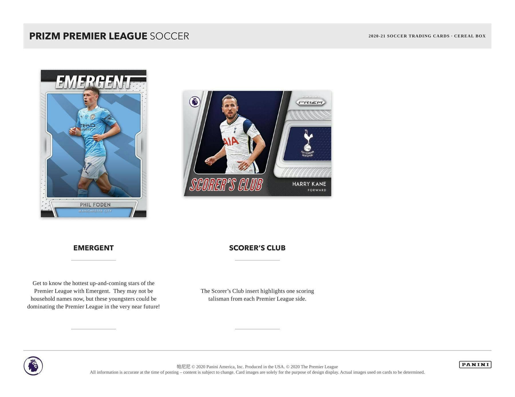 2020/21 Panini Prizm Premier League EPL Soccer Cereal Box - Icons of Sport