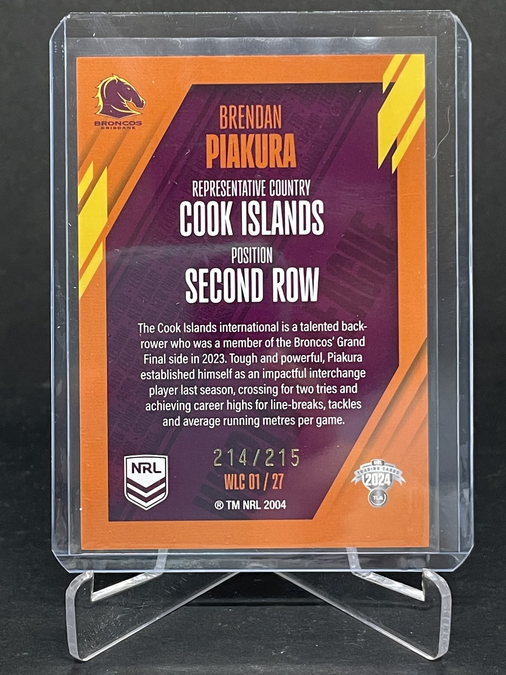 2024 NRL Traders World In League Brendan Piakura Cook Islands 214/215 ...