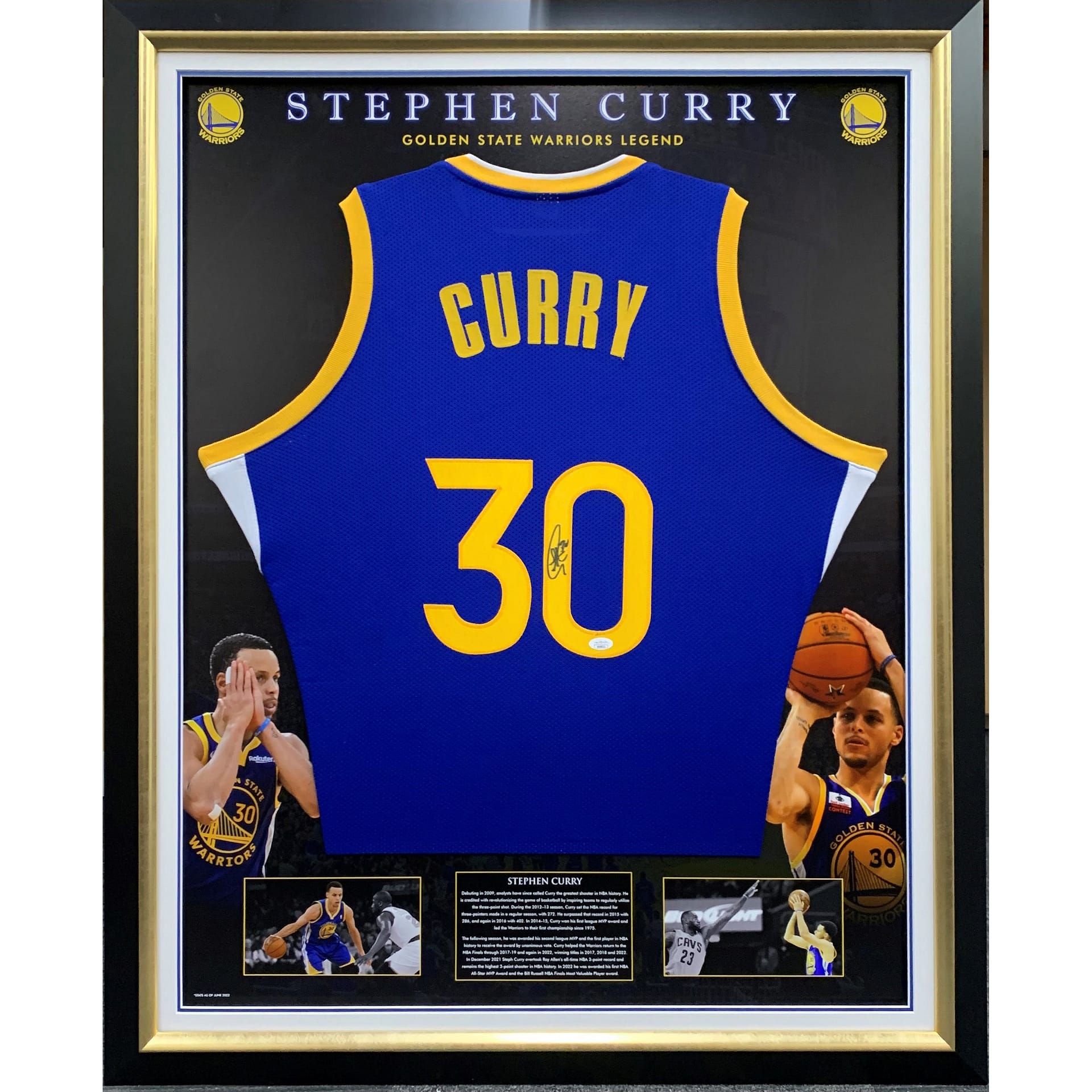 Stephen Curry Signed Golden State Warriors Pro Style Singlet Framed ...